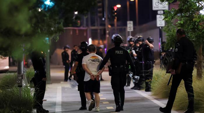 First detention in LA by US Marines as more protests expected 1 First detention in LA by US Marines as more protests expected